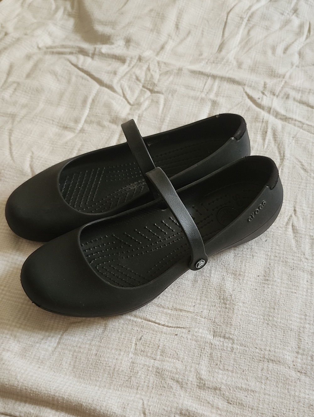 CROCS Women’s Black Mary Jane Flats with Strap Ballet Flats Black